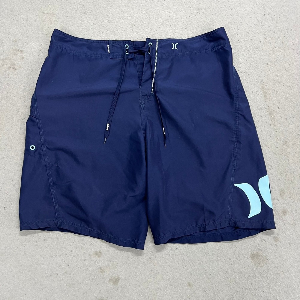 Hurley‎ Board Shorts Mens 40 Navy Blue Y2K Vintage Surf Skate Swim Trunks Logo